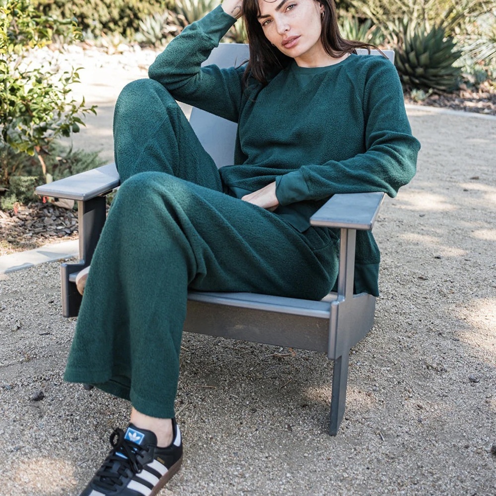 Stateside Sherpa Wide Leg Trouser in Rainforest - Picture 2 of 6